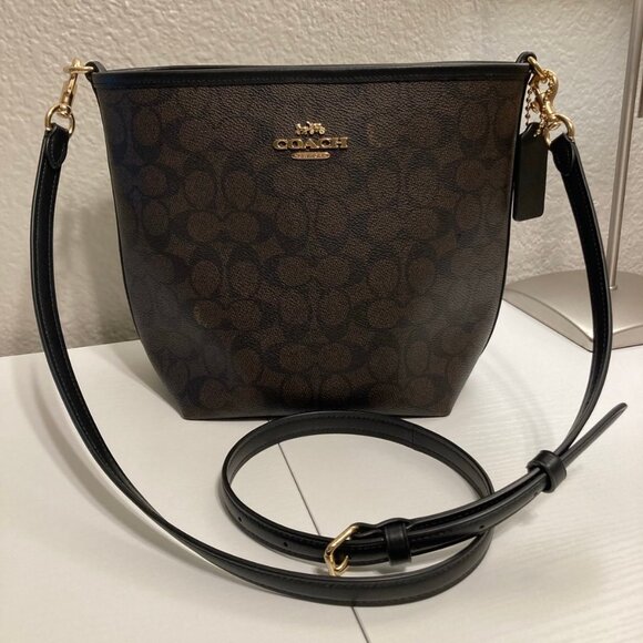 Coach City Bucket Bag Signature (Walnut/Black) ((EUC)) *Missing short strap* - Picture 1 of 11